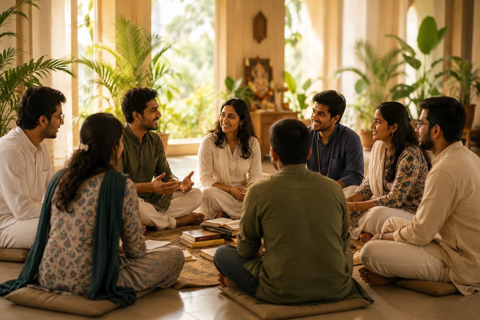 People gathered in a spiritual community